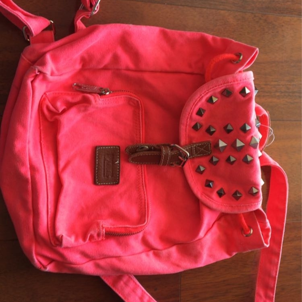 PINK Victoria's Secret Coral Backpack with Studded Flap